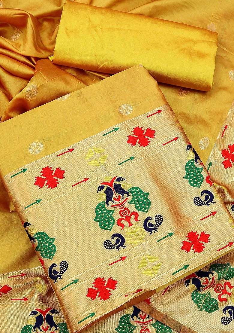 Yellow Printed Blended Straight Kurta Set - Indya