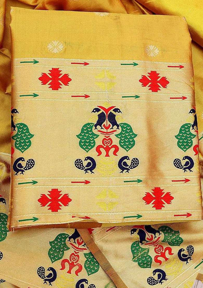 Yellow Printed Blended Straight Kurta Set - Indya