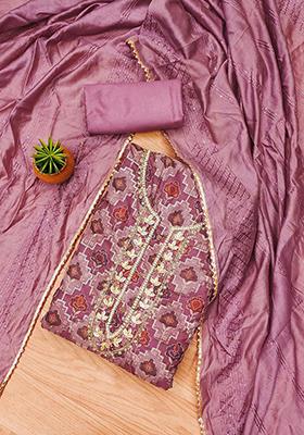 Lavender Embellished Organza Kurta Set