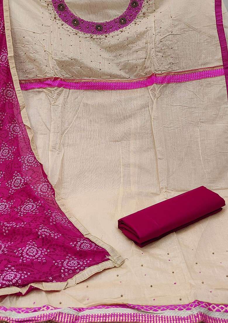 Beige Embroidered Blended Straight Kurta Set - Indya