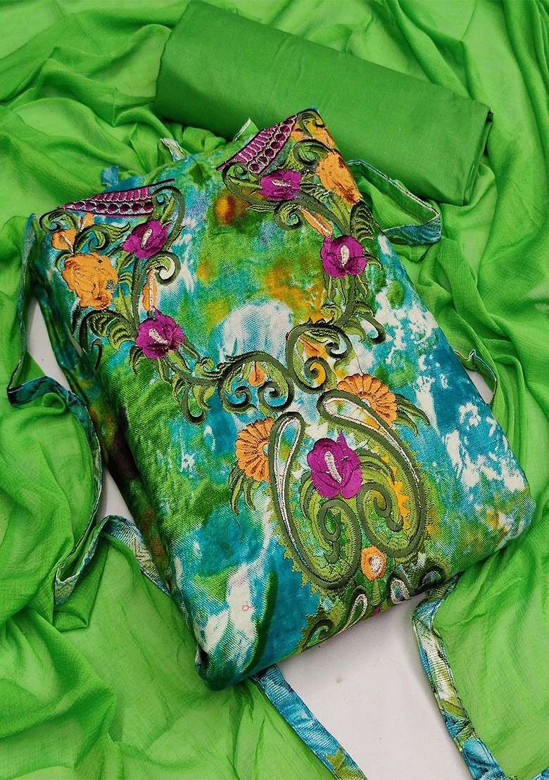 Green Tie And Dye Print Poly Blend Kurta Set - Indya