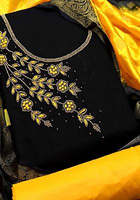 Black Solid Poly Blend Kurta Set