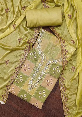 Green Floral Print Poly Blend Kurta Set
