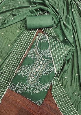 Sea Green Embroidered Organza Kurta Set