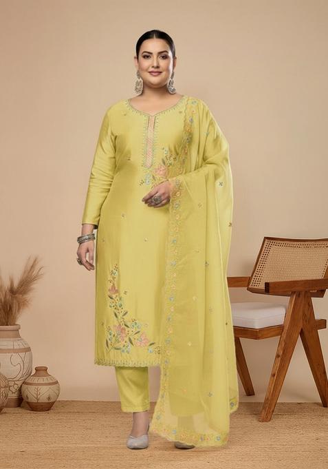 Yellow Woven Design Cotton Kurta Set