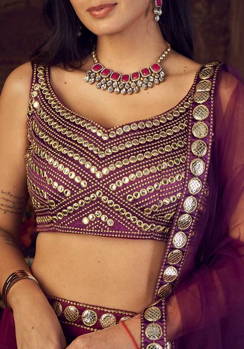 Purple Sequin Embroidered Rangoli Silk Lehenga Set