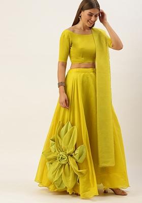 Parrot Embroidered Rajwadi Chanderi Silk Lehenga Set