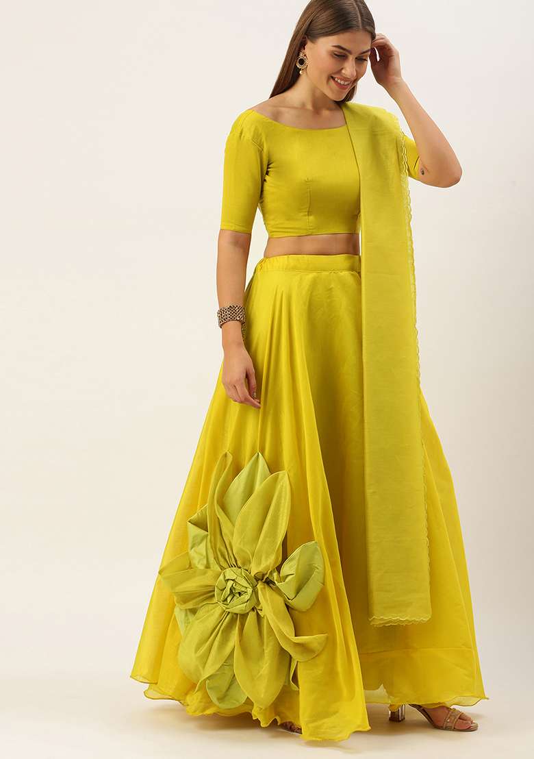 Parrot Embroidered Rajwadi Chanderi Silk Lehenga Set - Indya