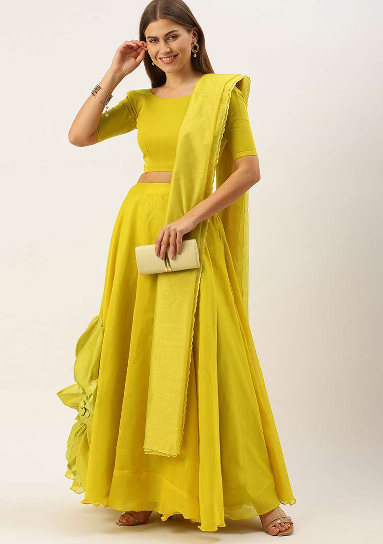 Parrot Embroidered Rajwadi Chanderi Silk Lehenga Set - Indya