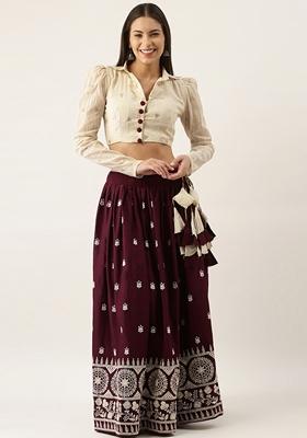 Wine Thread Embroidered Dola Silk Lehenga Choli Set