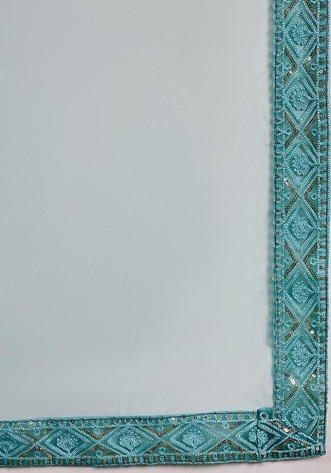 Sky Blue Sequin Embellished Lehenga Set