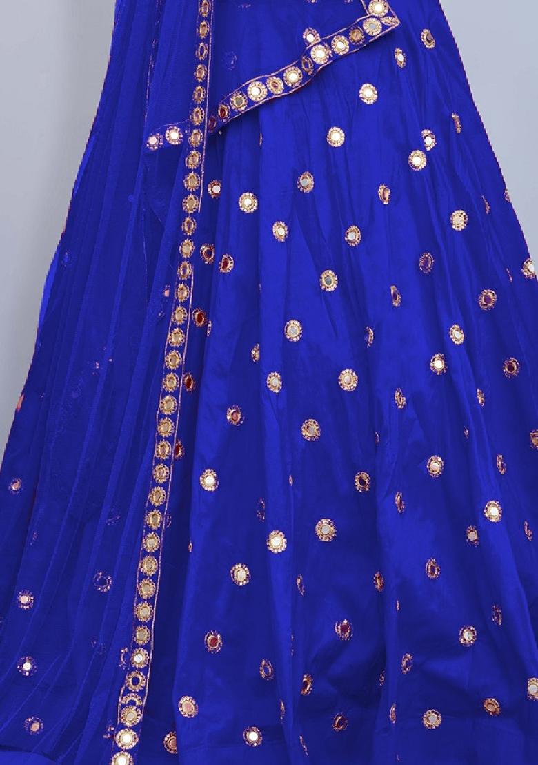 Light Blue Embellished Taffeta Silk Lehenga Set