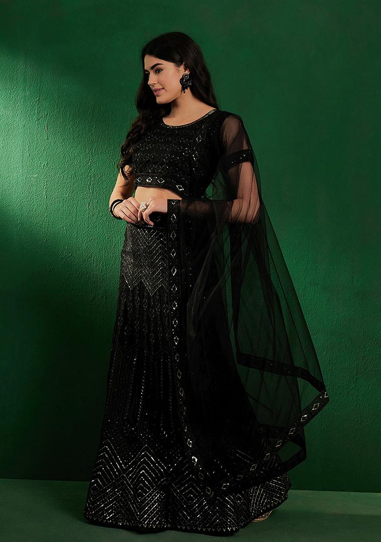 Black Sequin Embroidered Lehenga Set