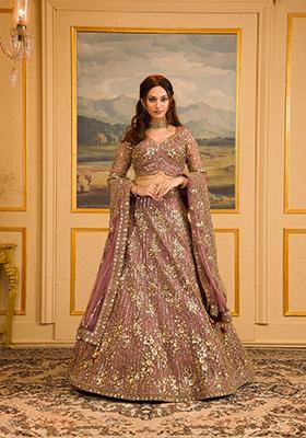 Pink Sequin Dori Embroidered Faux Georgette Lehenga Set
