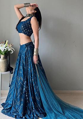 Wine Thread Embroidered Georgette Lehenga Set