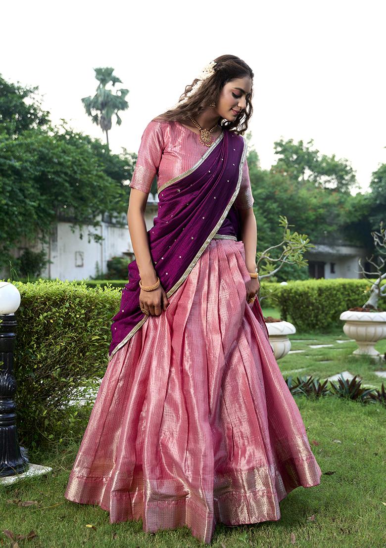 Salomon Zari Woven Kanchipuram Lehenga Set