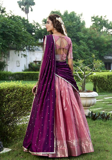 Salomon Zari Woven Kanchipuram Lehenga Set