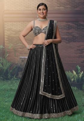 Green Embroidered Rangoli Silk Lehenga Set