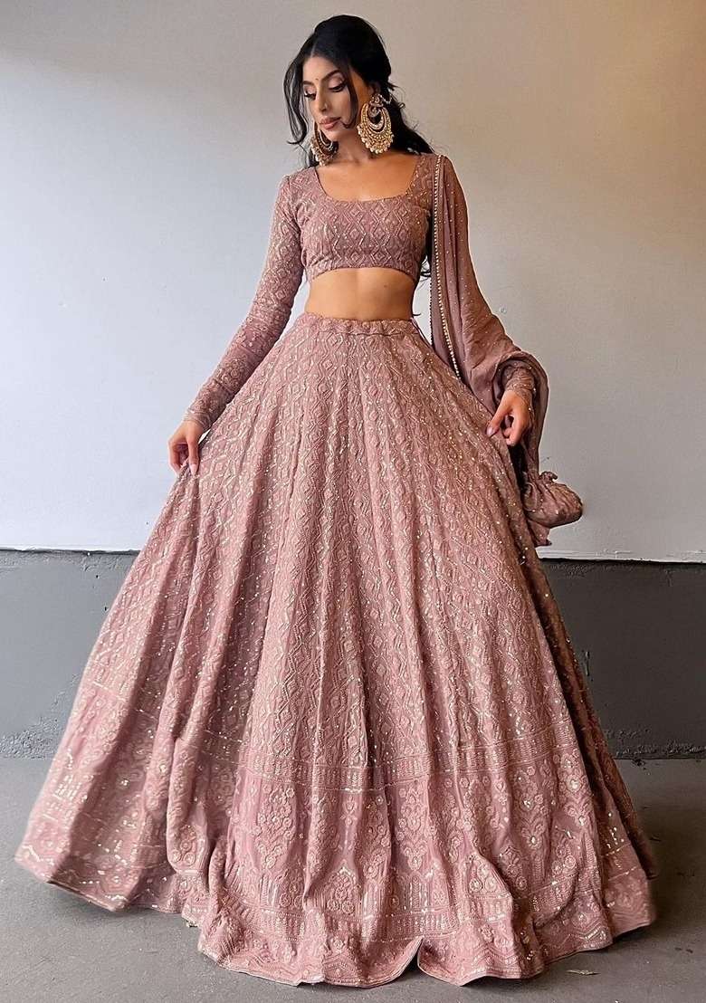 Blue Zari Dori Embroidered Banglori Silk Lehenga Set - Indya