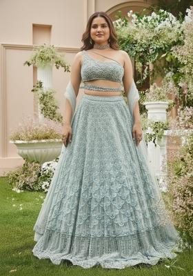 Maroon Sequin Embroidered Georgette Lehenga Set