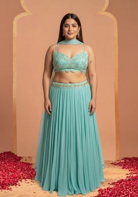 Black Sequin Embroidered Georgette Lehenga Set