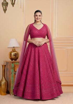 Green Embroidered Organza Lehenga Set