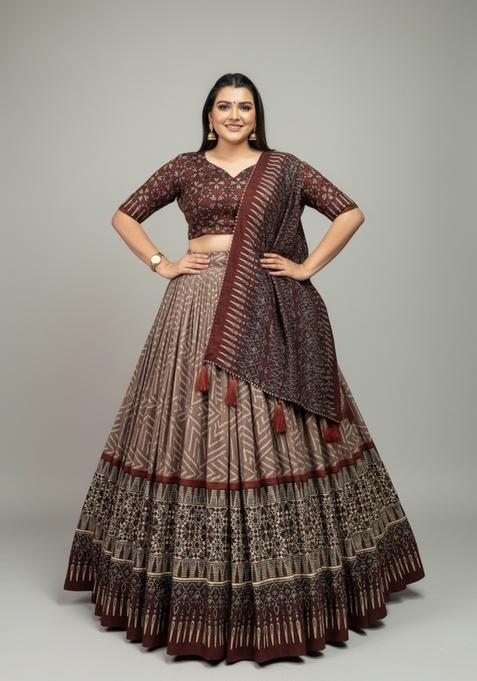 Multi Color Embroidered Silk Lehenga Set