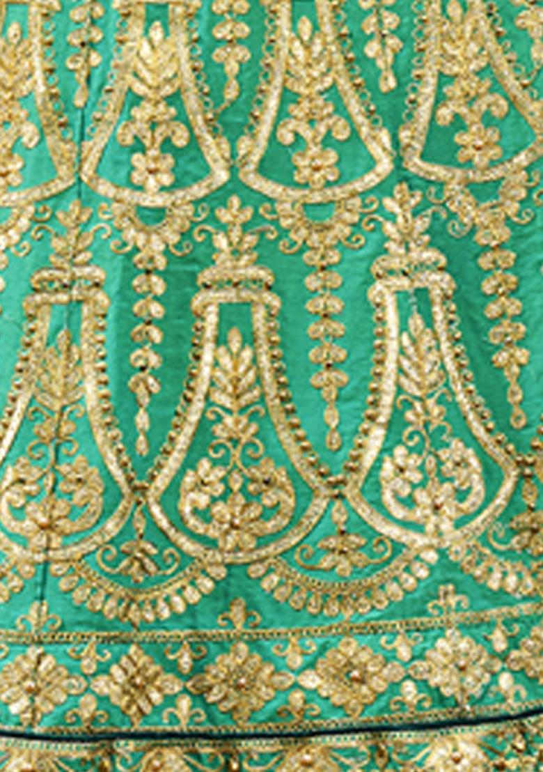 Light Green Embroidered Silk Lehenga Set