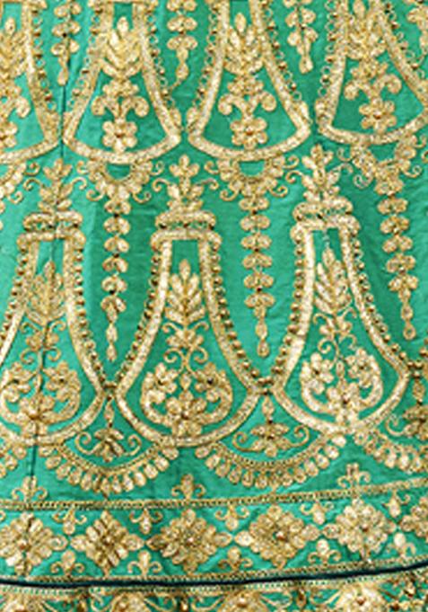 Light Green Embroidered Silk Lehenga Set