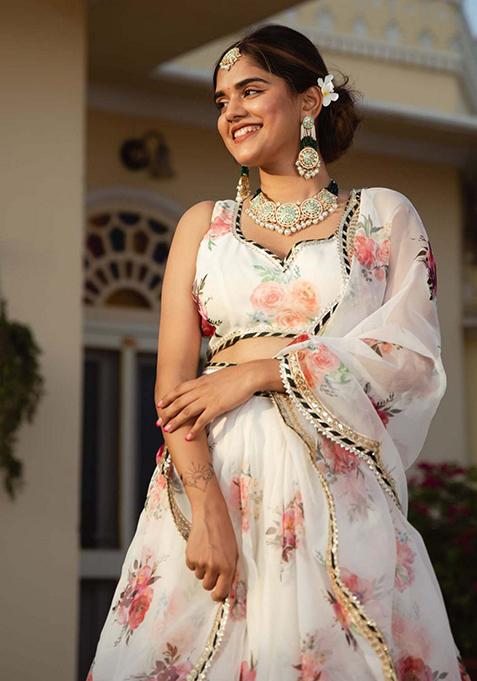 White Embroidered Lehenga Set