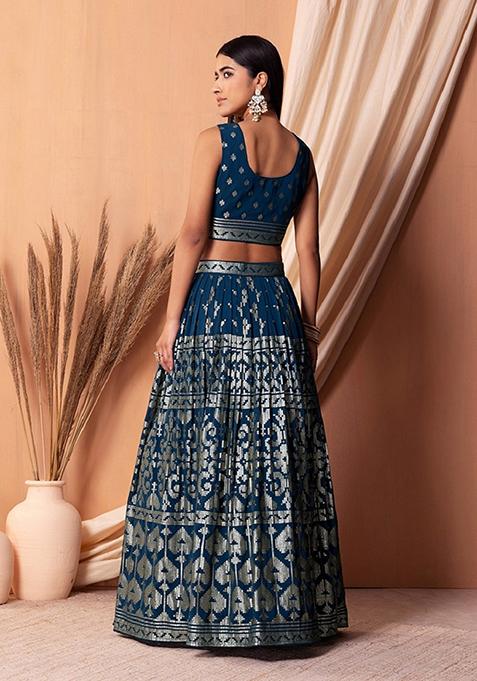 Blue Embroidered Lehenga Set