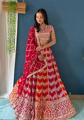 Multicolor Sequin Thread Embroidered Faux Georgette Lehenga Set