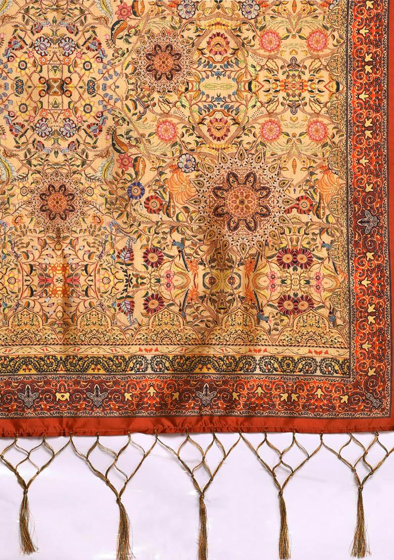 Black Printed Silk Lehenga Set