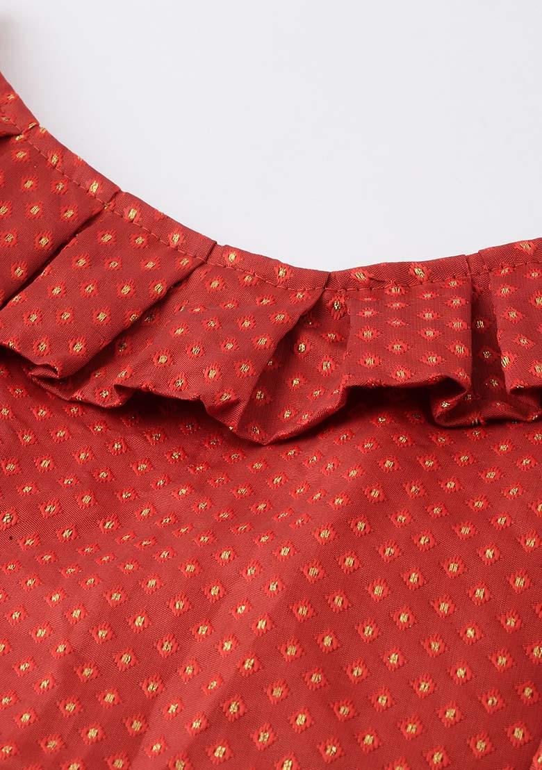 Green Printed Silk Lehenga Set