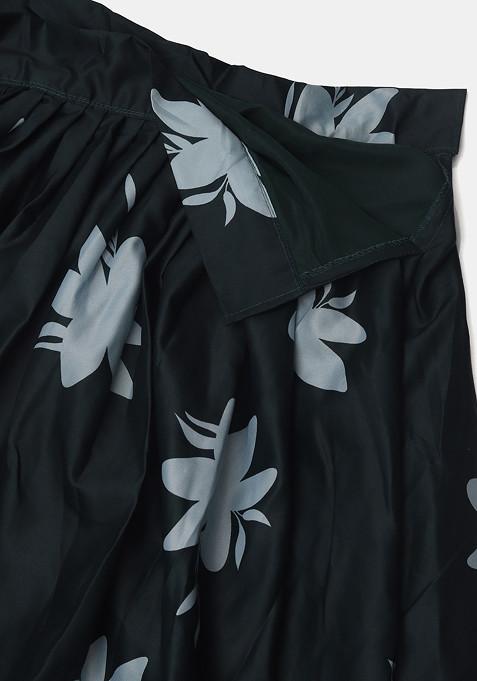 Green Floral Print Net Lehenga Set