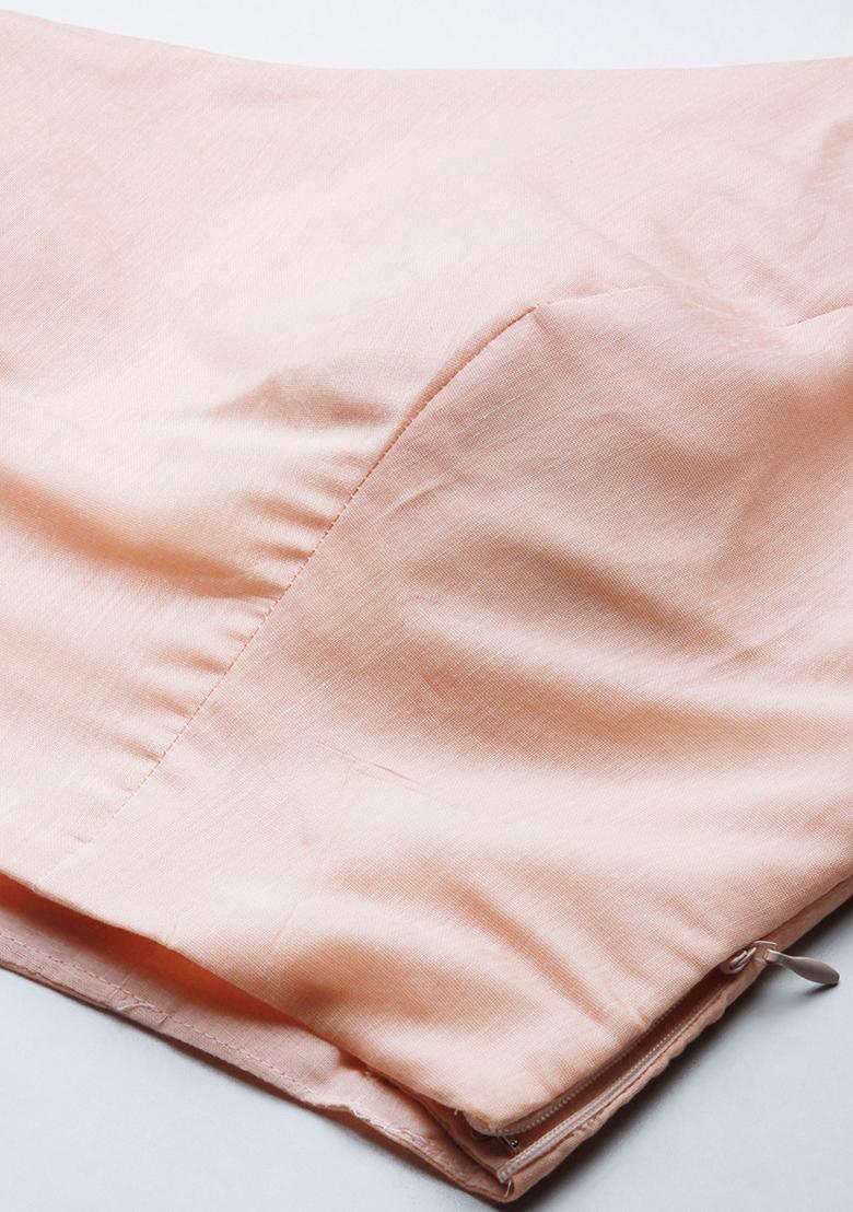 Peach Digital Print Taffeta Silk Lehenga Set