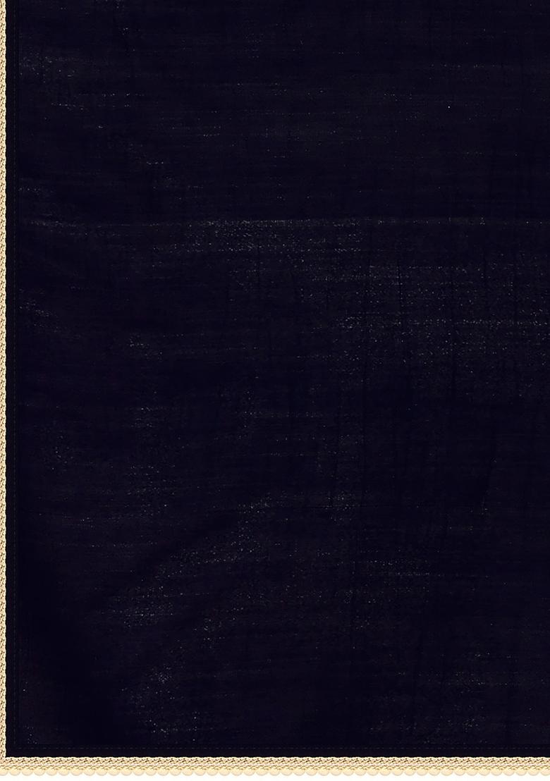 Navy Blue Embellished Silk Lehenga Set