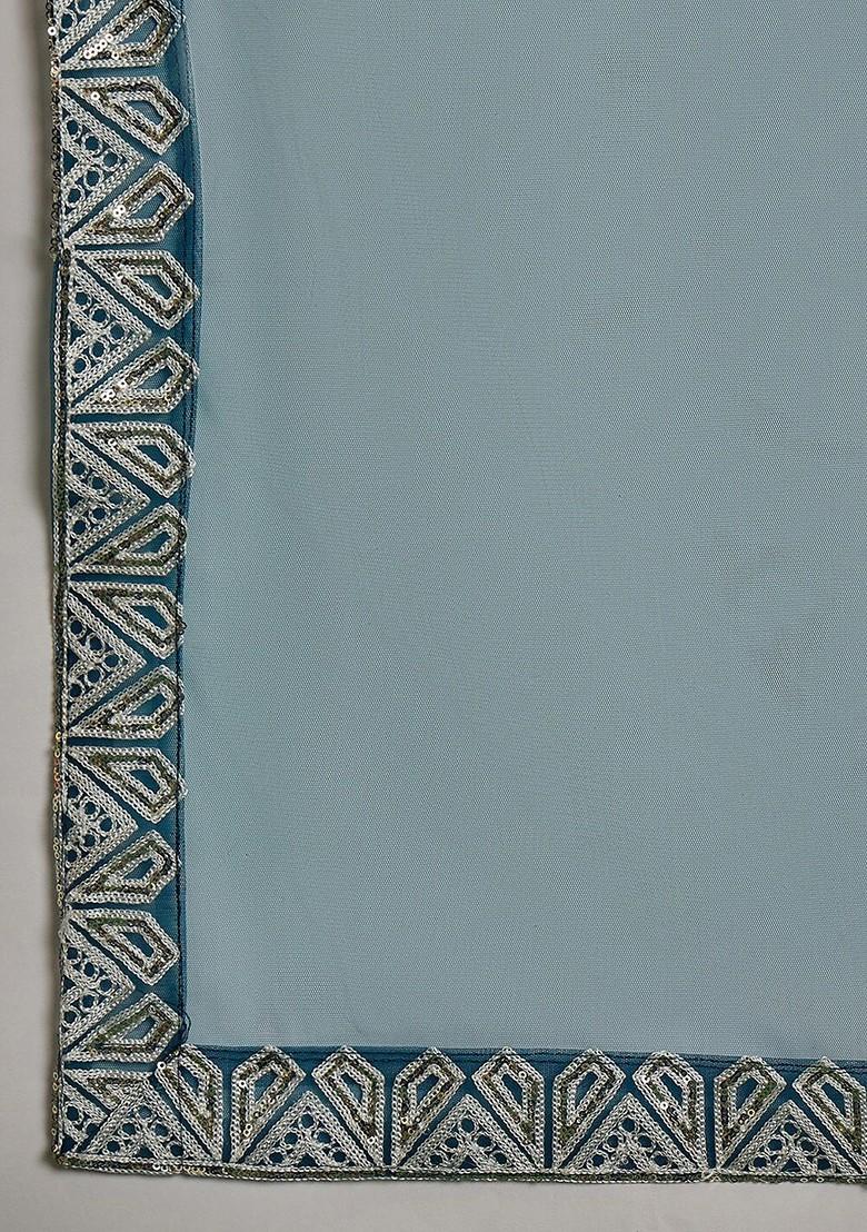 Green Sequin Embroidered Lehenga With Blouse And Dupatta