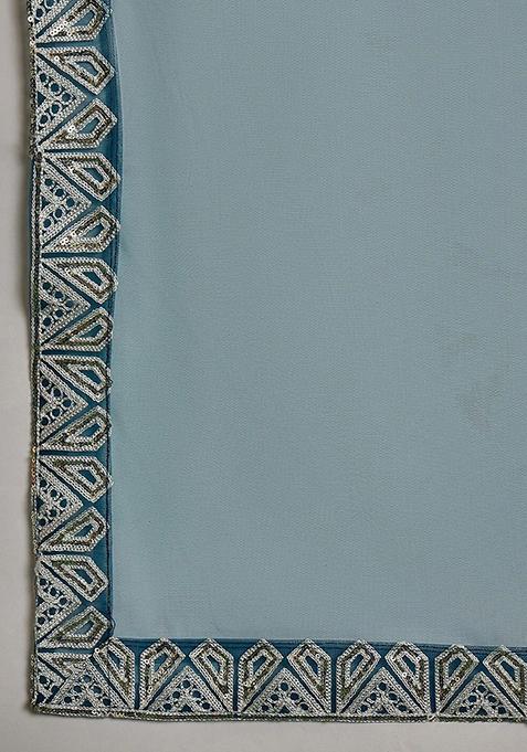 Green Sequin Embroidered Lehenga With Blouse And Dupatta