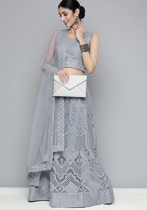 Green Sequin Embroidered Lehenga Set With Dupatta