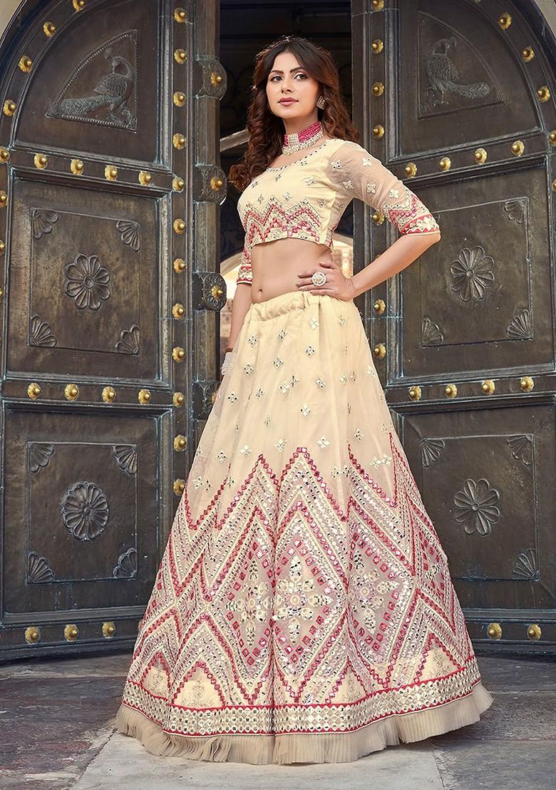 Yellow Sequin Embroidered Poly Blend Lehenga Set