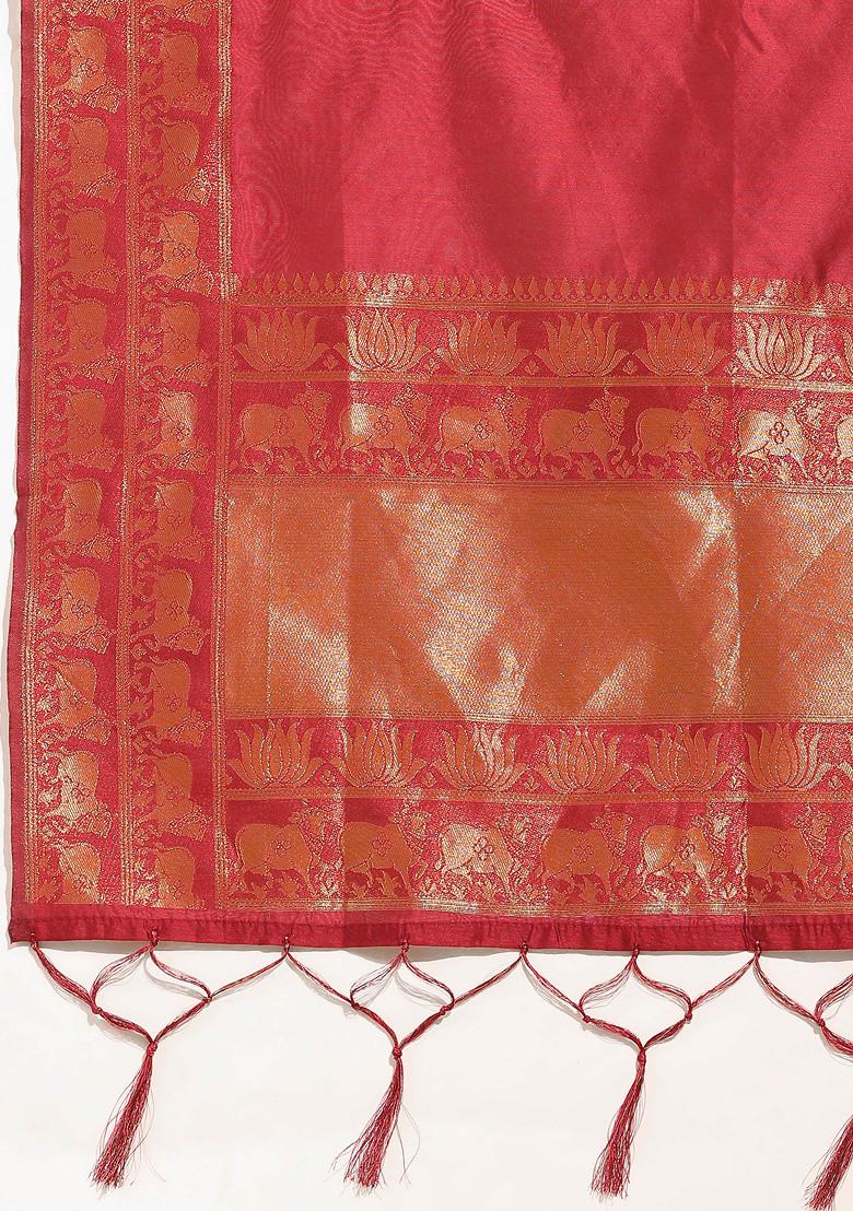 Navy Blue Woven Zari Embroidered Litchi Lehenga Set