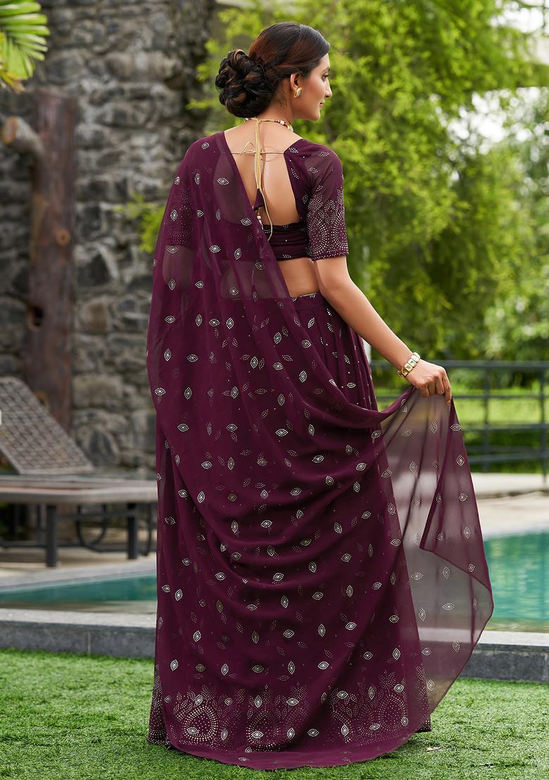 Purple Embellished Georgette Lehenga Set
