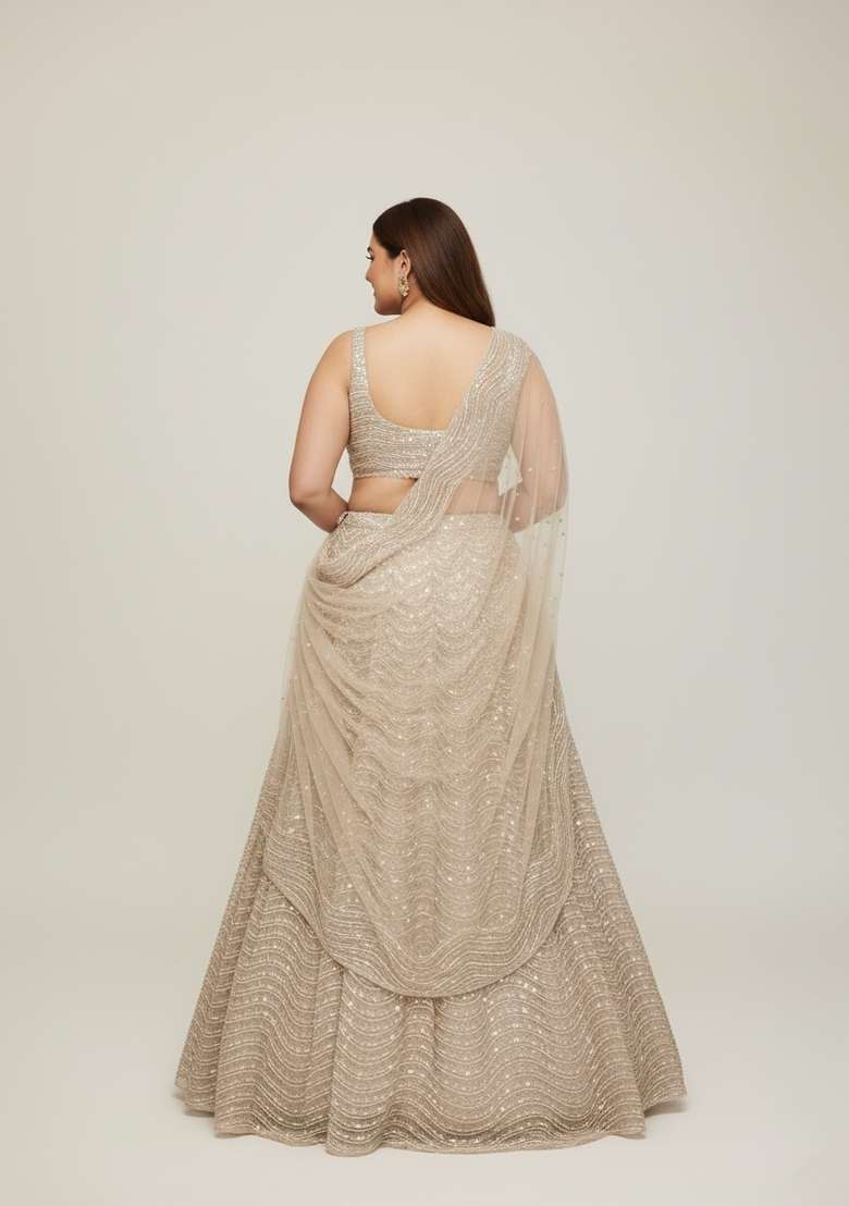 Multi Color Embroidered Silk Blend Lehenga Set - Indya