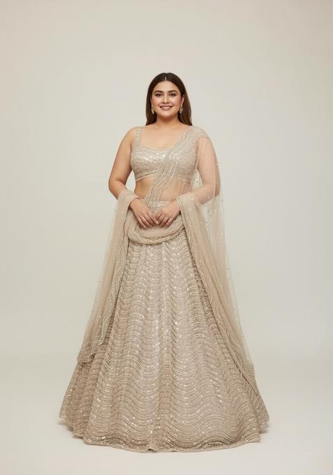 Multi Color Embroidered Silk Lehenga Set