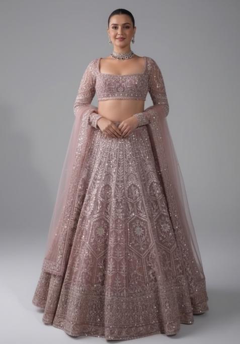 Multi Color Embroidered Silk Lehenga Set