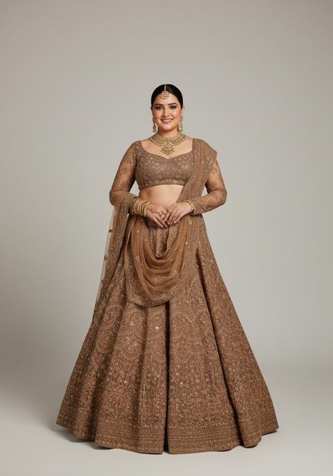 Multi Color Embroidered Georgette Lehenga Set