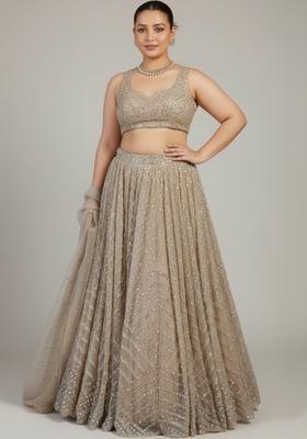 Multi Color Embroidered Silk Lehenga Set