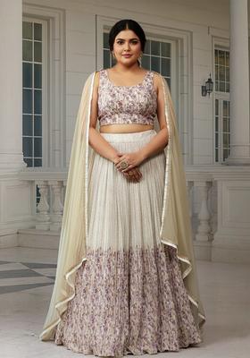 Off White Printed Georgette Lehenga set
