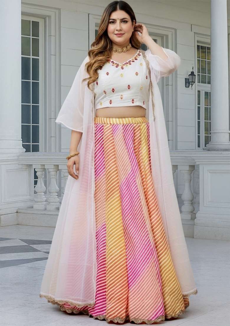 Multicolor Printed Silk Blend Lehenga set - Indya
